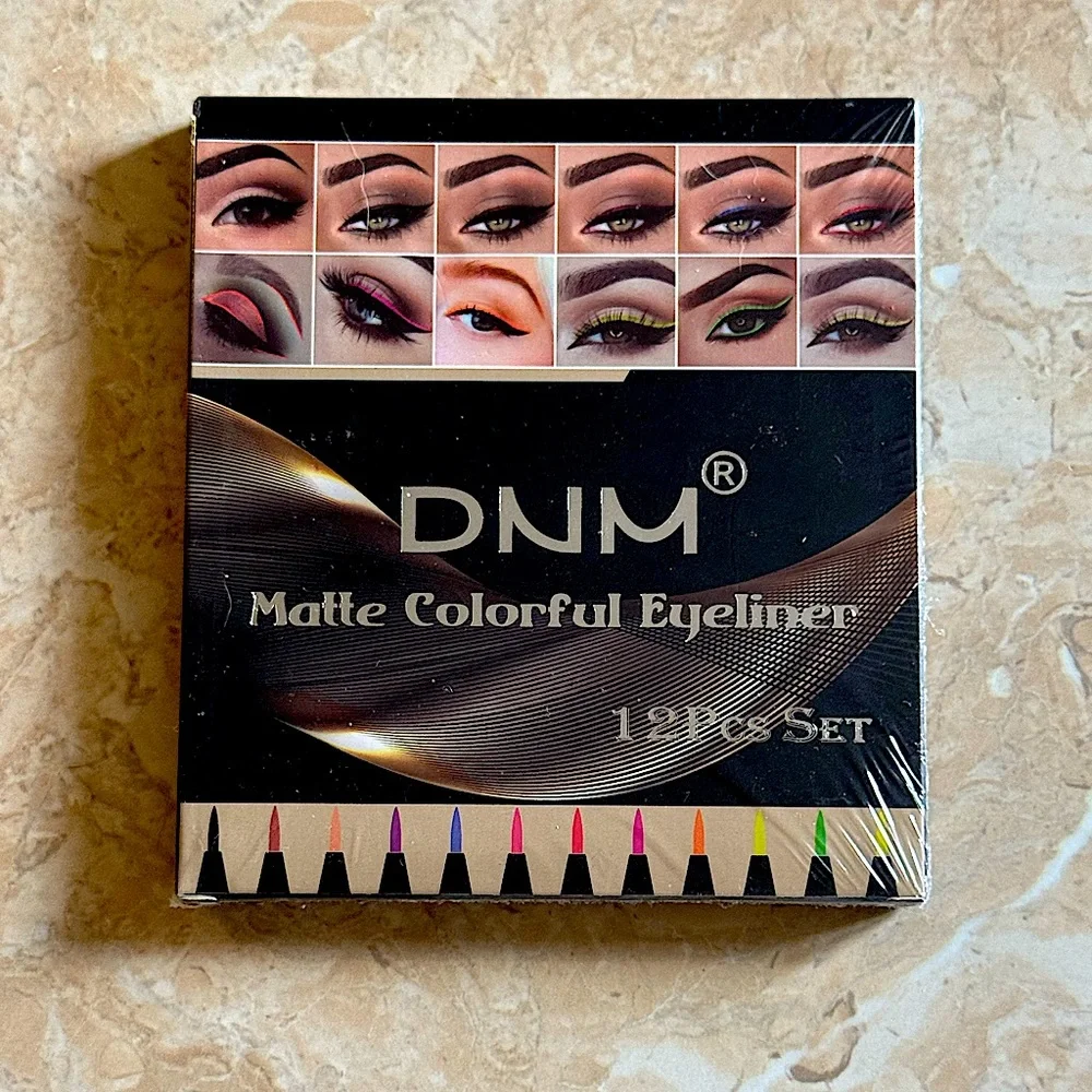 DNM Matte Multicolor Colorful Eyeliner 12 Piece Set New Factory Sealed Package